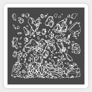 Falling Rocks drawing (white) Sticker